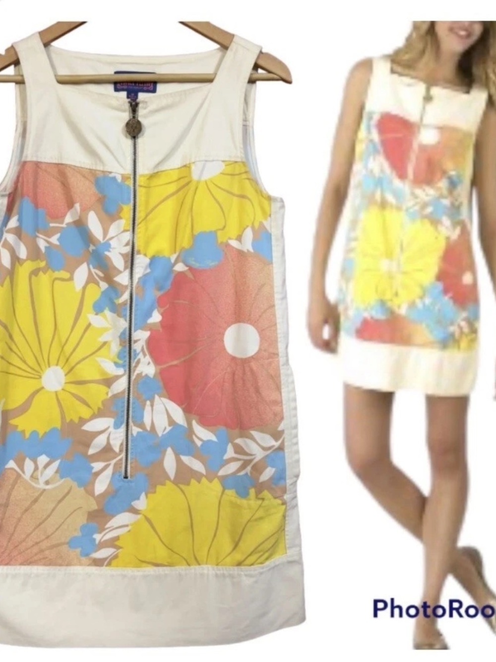 Tracy Feith for Target floral Print mod
Full Zip Square Neck mini dress L
Pocket